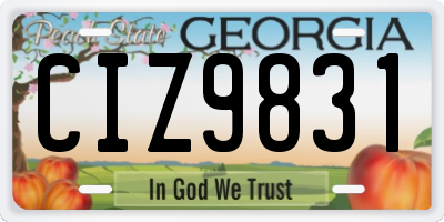 GA license plate CIZ9831