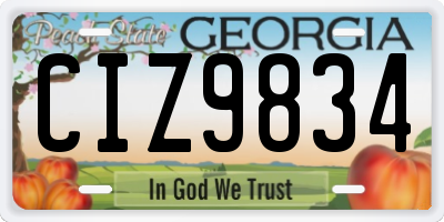 GA license plate CIZ9834