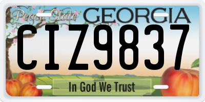 GA license plate CIZ9837
