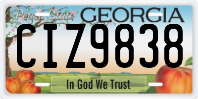 GA license plate CIZ9838