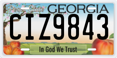 GA license plate CIZ9843