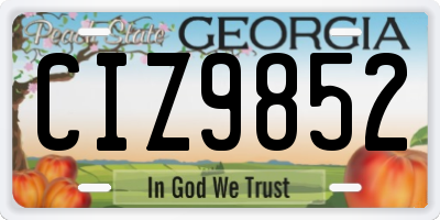 GA license plate CIZ9852