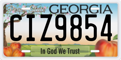 GA license plate CIZ9854