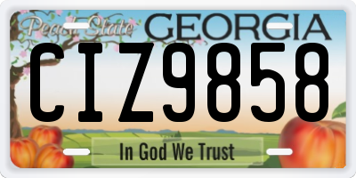 GA license plate CIZ9858