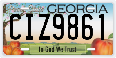 GA license plate CIZ9861