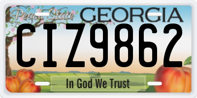 GA license plate CIZ9862