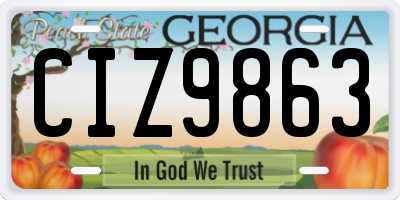 GA license plate CIZ9863