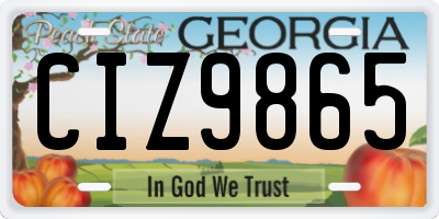 GA license plate CIZ9865