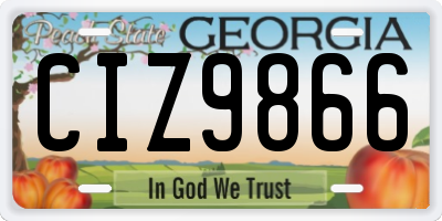 GA license plate CIZ9866