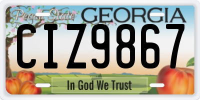 GA license plate CIZ9867