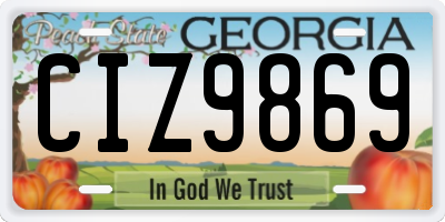 GA license plate CIZ9869