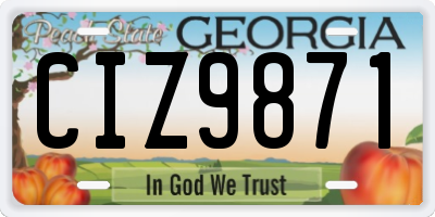 GA license plate CIZ9871