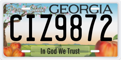 GA license plate CIZ9872