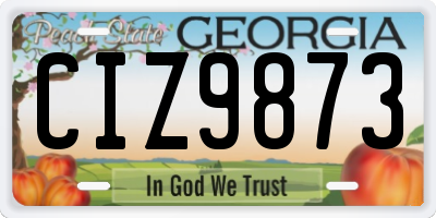 GA license plate CIZ9873