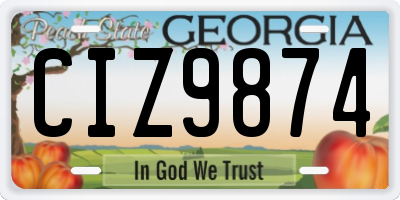 GA license plate CIZ9874