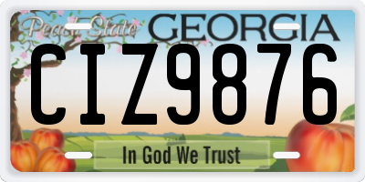 GA license plate CIZ9876