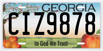 GA license plate CIZ9878