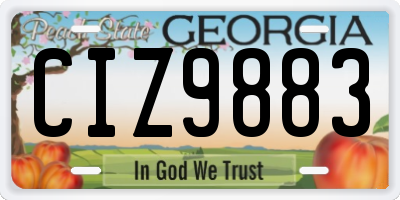 GA license plate CIZ9883