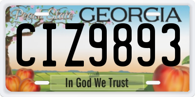 GA license plate CIZ9893