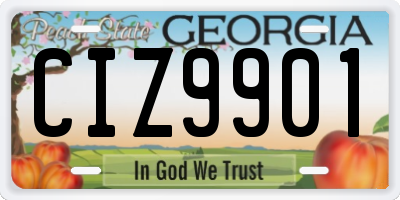 GA license plate CIZ9901