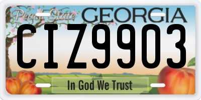 GA license plate CIZ9903