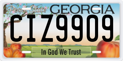 GA license plate CIZ9909