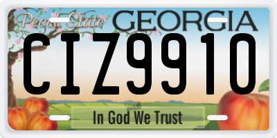 GA license plate CIZ9910