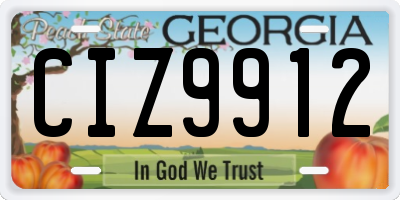 GA license plate CIZ9912