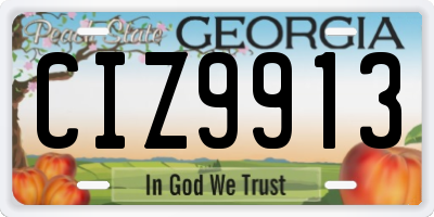 GA license plate CIZ9913