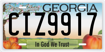 GA license plate CIZ9917