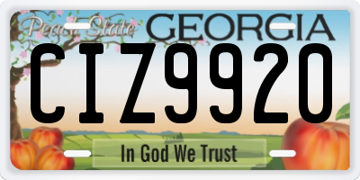 GA license plate CIZ9920