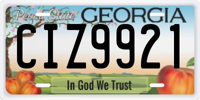 GA license plate CIZ9921