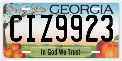 GA license plate CIZ9923