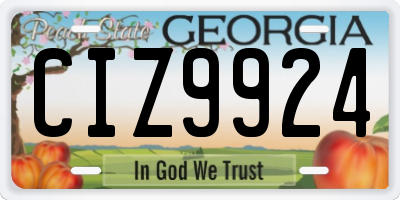 GA license plate CIZ9924