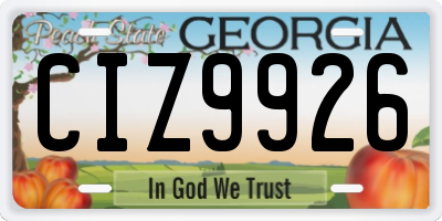 GA license plate CIZ9926