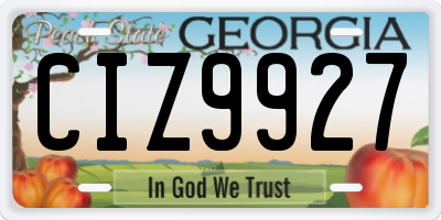 GA license plate CIZ9927