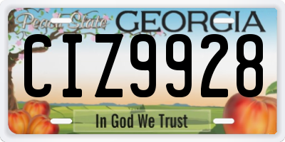 GA license plate CIZ9928