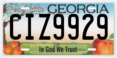 GA license plate CIZ9929