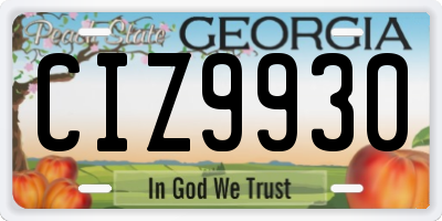 GA license plate CIZ9930