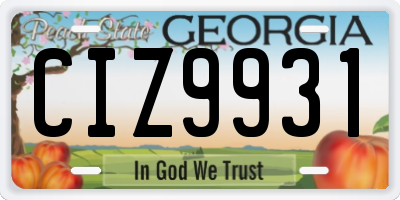 GA license plate CIZ9931