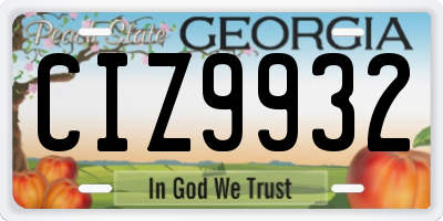 GA license plate CIZ9932