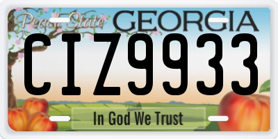 GA license plate CIZ9933