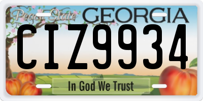 GA license plate CIZ9934