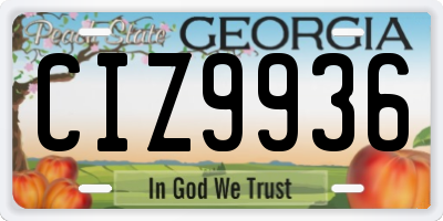 GA license plate CIZ9936