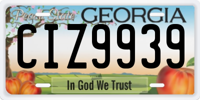 GA license plate CIZ9939