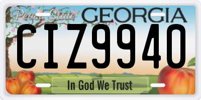 GA license plate CIZ9940
