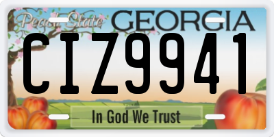 GA license plate CIZ9941
