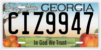 GA license plate CIZ9947
