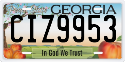 GA license plate CIZ9953