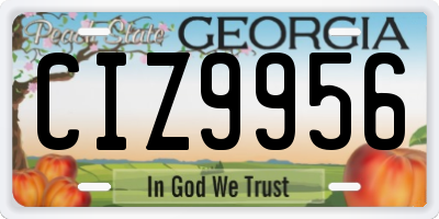 GA license plate CIZ9956